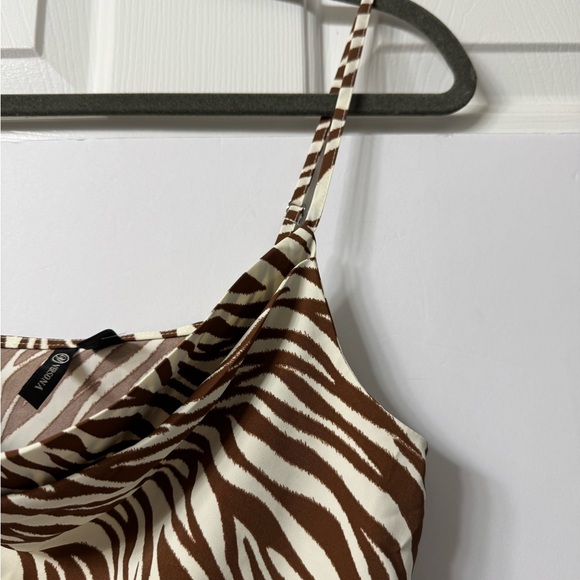 NWT VERSONA CAMI Brown/Cream ZEBRA PRINT Draped Front NWT - Picture 6 of 8